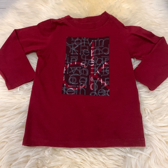 Calvin Klein Long-Sleeve Maroon T-Shirt in size 18M - Picture 1 of 4